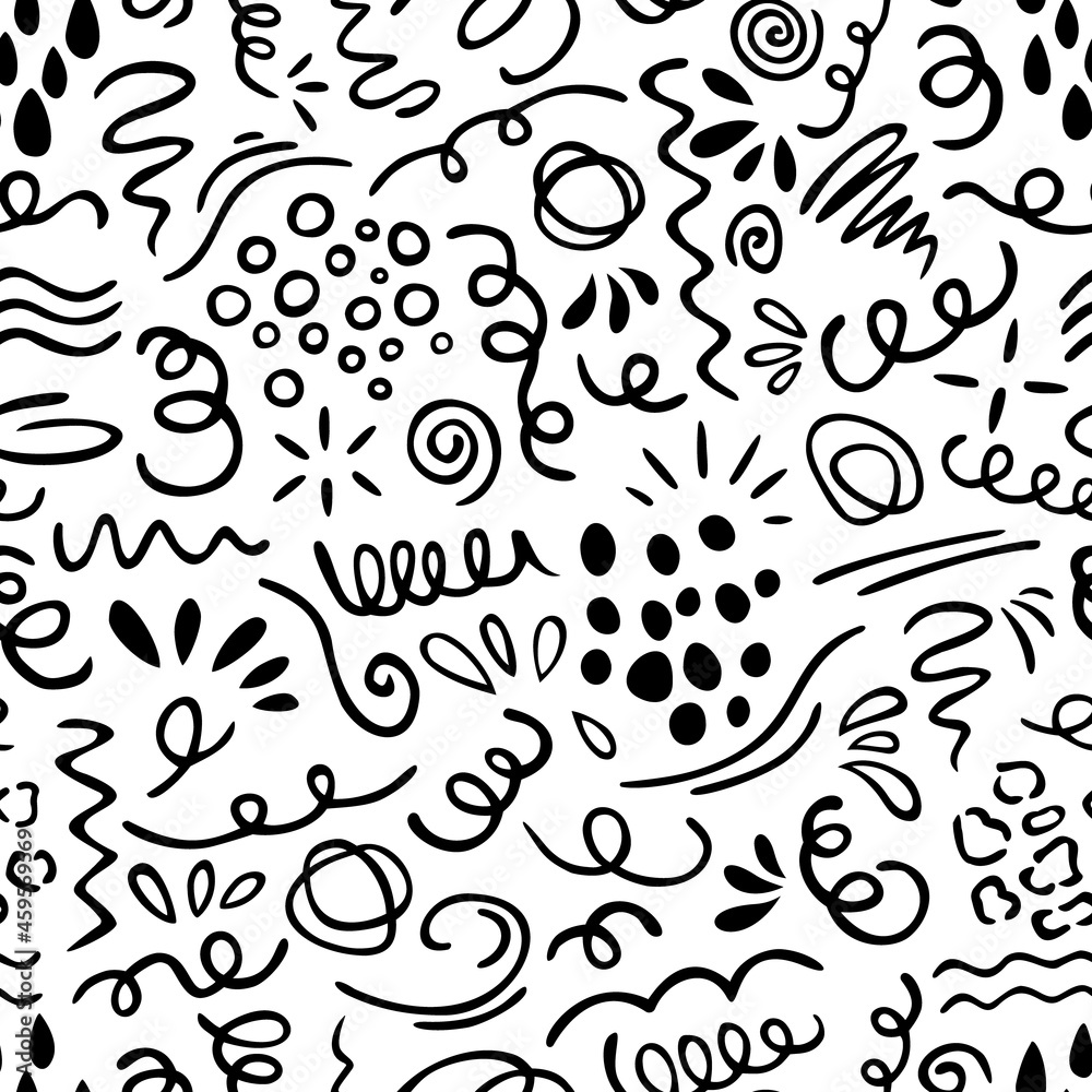 Fototapeta premium Vector seamless pattern with different doodles. Hand drawn design for wallpaper, wrapping, stationery, textile.