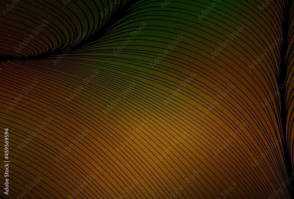 Dark Green, Yellow vector background with curved lines. Dark Green, Yellow vector background with curved lines.
