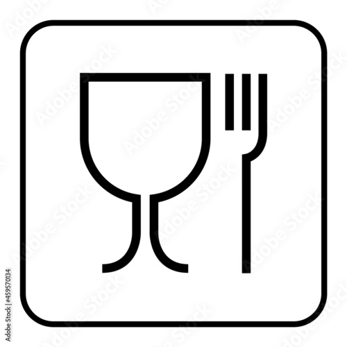 Food grade icon pictogram plastic contact fork and glass symbol. Food grade hygiene packaging sign photo
