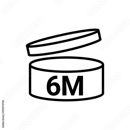 Pao symbol logo cosmetic life. 6 Month expiry open shelf jar expiration pao month icon