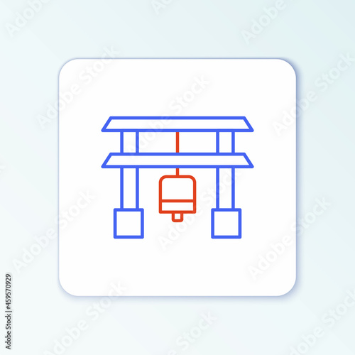 Line Japan Gate icon isolated on white background. Torii gate sign. Japanese traditional classic gate symbol. Colorful outline concept. Vector