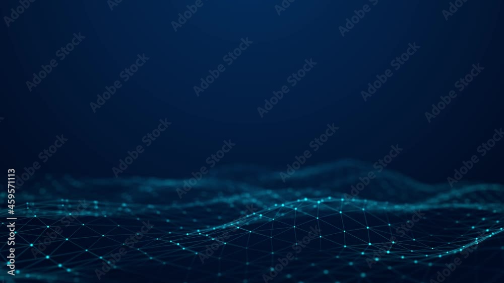 Abstract blue futuristic background. Technological wave of information data flow. 3D rendering.