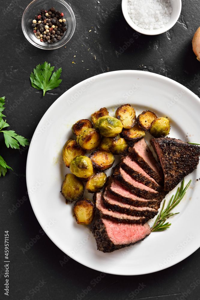 Grilled beef steak with brussels sprouts Grilled beef steak with brussels sprouts