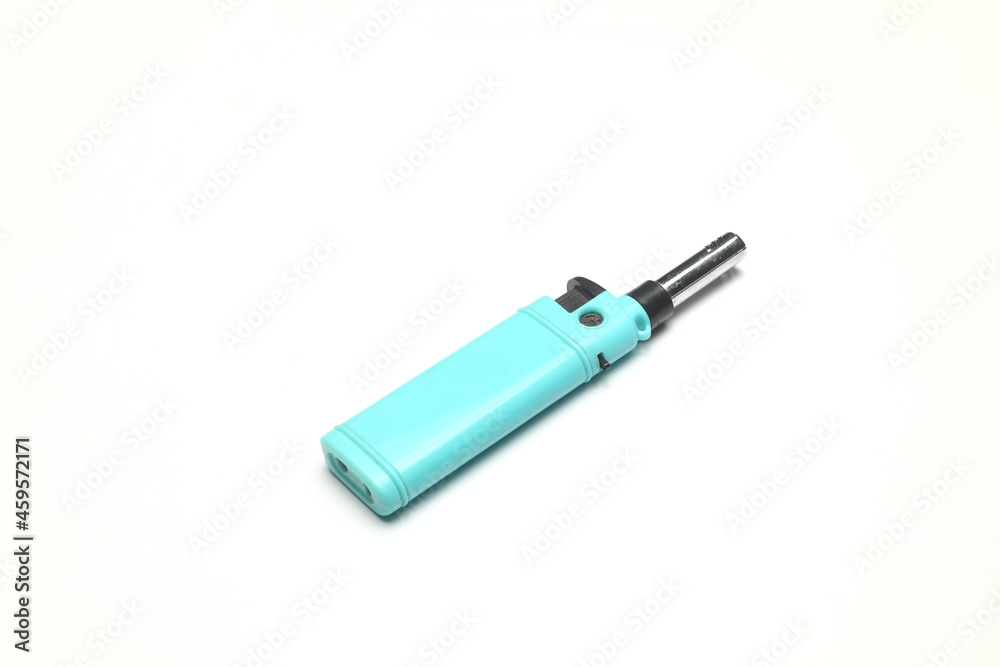 Clear dark blue cigarette lighter isolated on white background with clipping path. Cheap used disposable plastic gas lighter isolated. Close up shot of old lighter. High resolution macro shooting Clear dark blue cigarette lighter isolated on white background with clipping path. Cheap used disposable plastic gas lighter isolated. Close up shot of old lighter. High resolution macro shooting