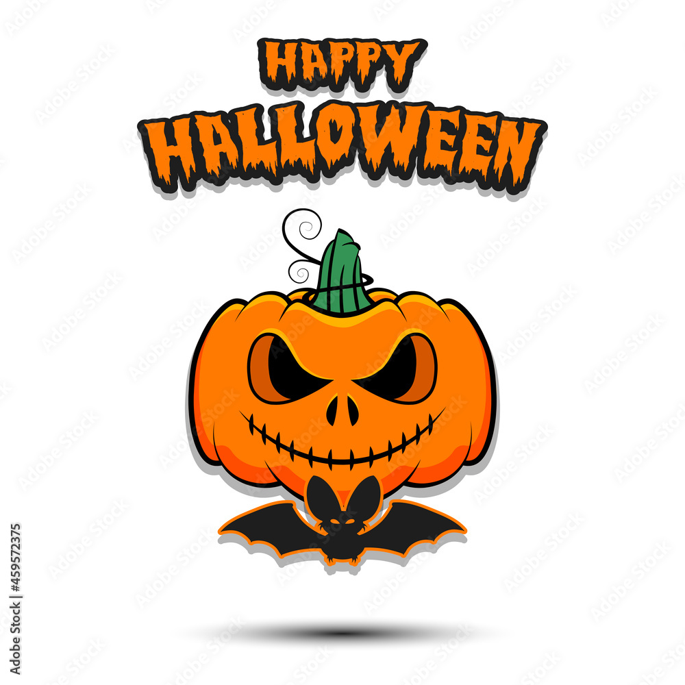 Fototapeta premium Happy Halloween. Halloween pumpkin and bat