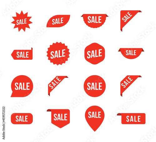 Sale tag arrow price offer set. Label sale discount vector icon product promotion sign shape