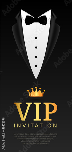 Vip Invitation event Bow Tie background. Gentleman business vip card invitation elegant template