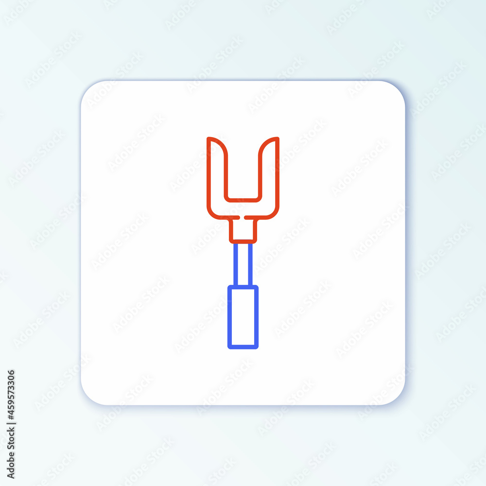 Line Barbecue fork icon isolated on white background. BBQ fork sign. Barbecue and grill tool. Colorful outline concept. Vector Line Barbecue fork icon isolated on white background. BBQ fork sign. Barbecue and grill tool. Colorful outline concept. Vector