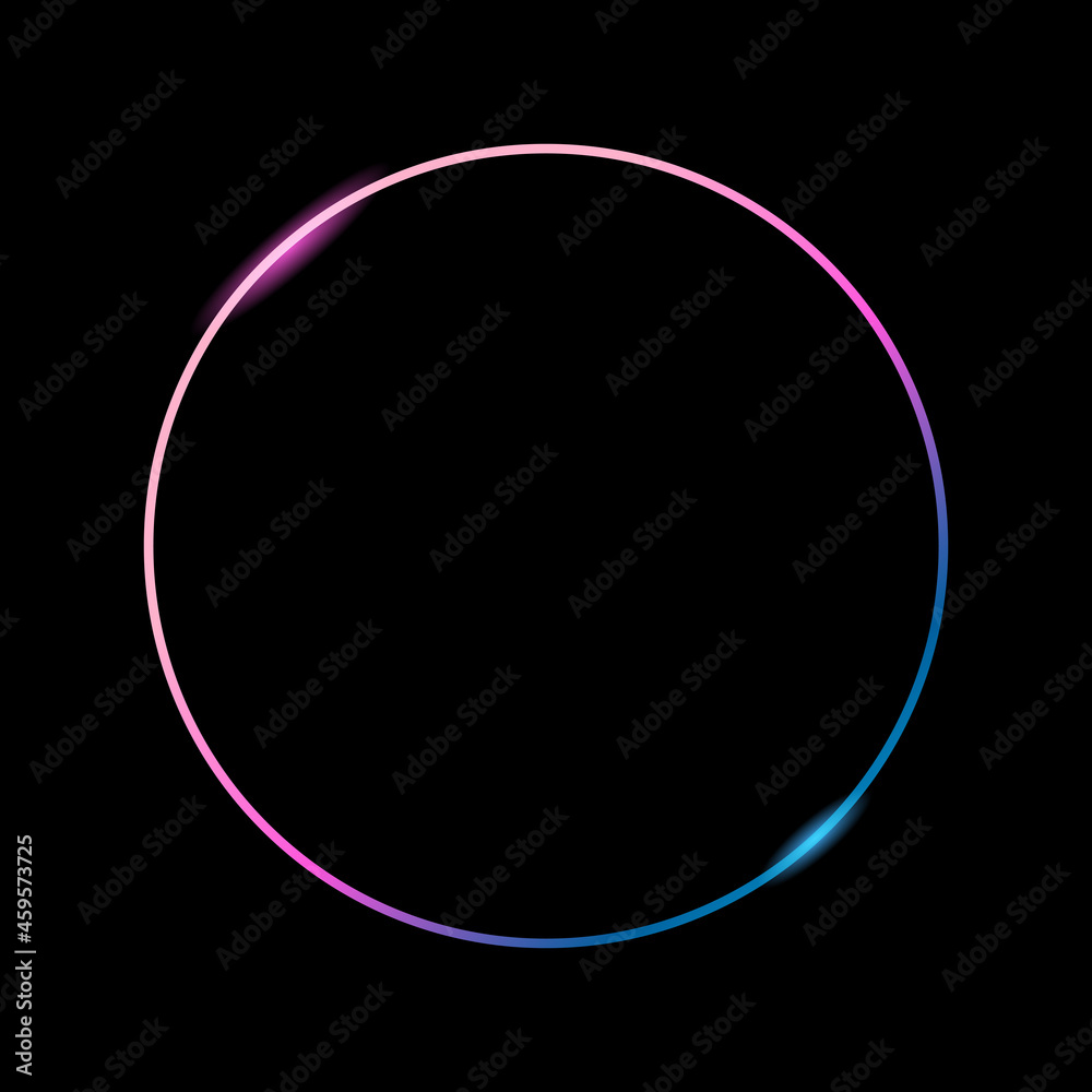 Obraz premium Colored round frame. Vector frame. Modern frame. The frame is blue and pink. Expensive frame on a black background. Exquisite frame.