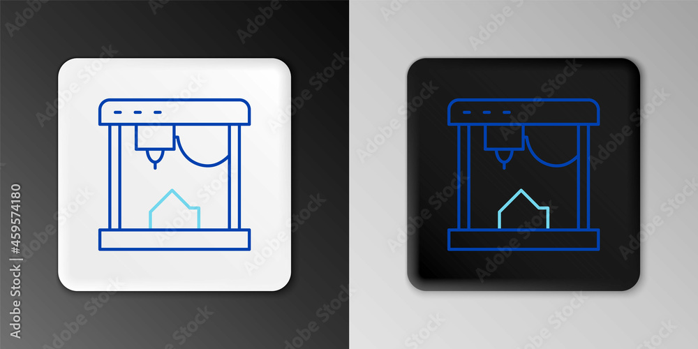 Line 3D printer icon isolated on grey background. Colorful outline concept. Vector