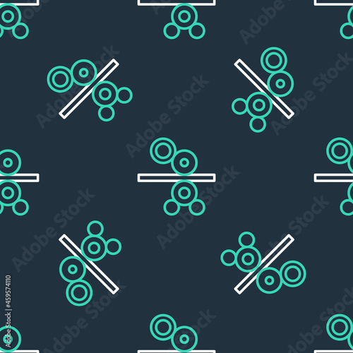 Line Paper roll of a printing press icon isolated seamless pattern on black background. Vector