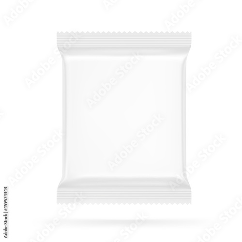 Blank flow pack isolated on white background. Vector illustration. Mockup can be used in the adv, promo, package, etc.	