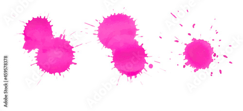 Set of pink paint spots, splatter blots gradient, vector