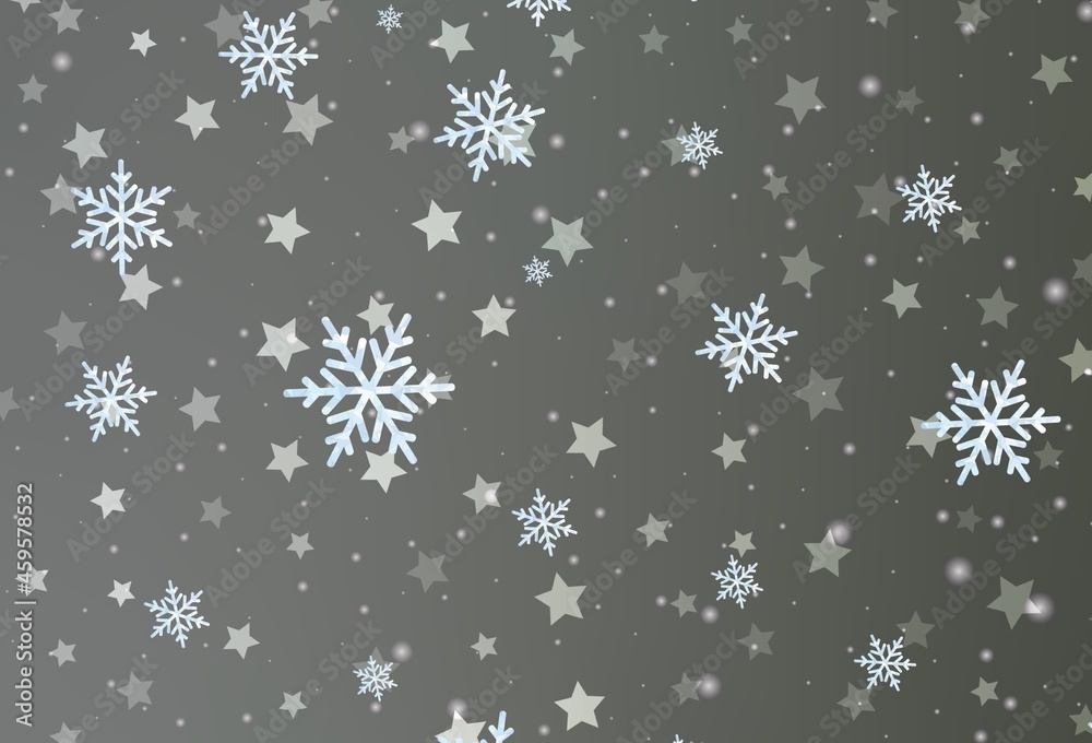 Light Gray vector pattern with christmas snowflakes, stars.