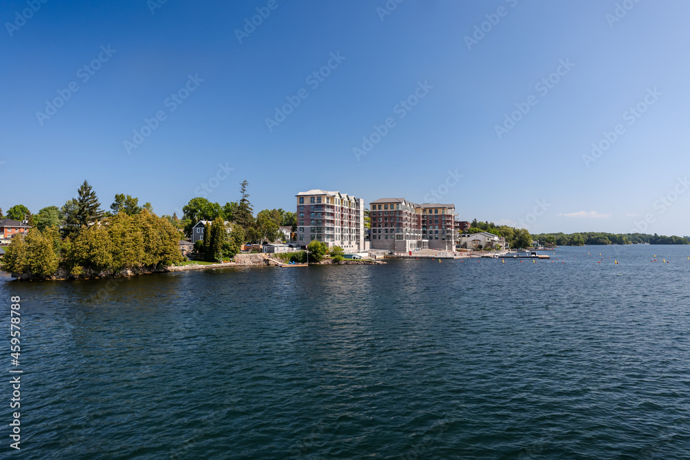 Condominiums under construction along the shores of Gananoque on the St Lawrence River