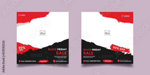 Modern Black Friday Sale Social Media Instagram post Post Banner Template with brush stroke Abstract Vector