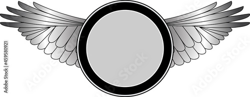 Round circle with bird wings  - Vector Illustration