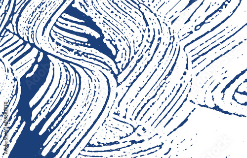 Grunge texture. Distress indigo rough trace. Delic