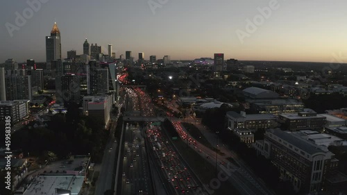 City traffic as the sun goes down