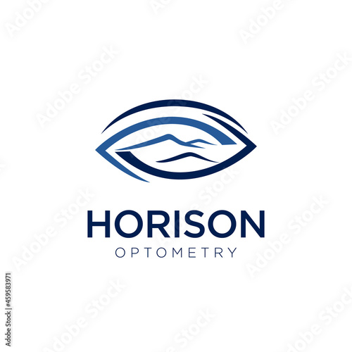 hrison optometry logo, vector abstract eye with silhouette ridge