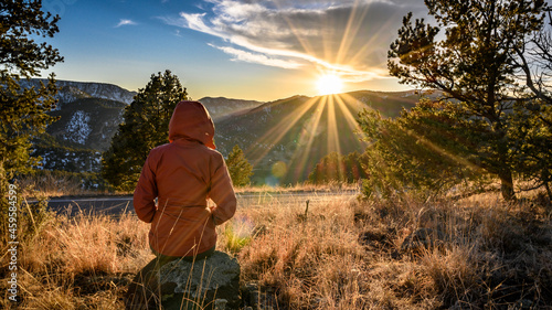 Watching a beautiful Gila Mountains sunset in the brisk evening