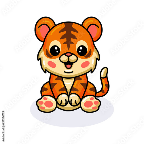 Fototapeta Naklejka Na Ścianę i Meble -  Cute baby tiger cartoon sitting