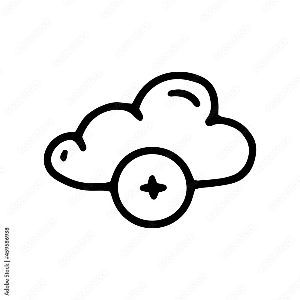 add to media cloud line vector doodle simple icon add to media cloud line vector doodle simple icon