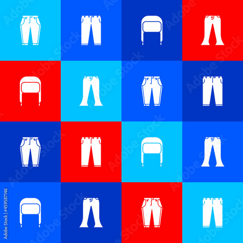 Set Pants, , Winter hat with ear flaps and icon. Vector