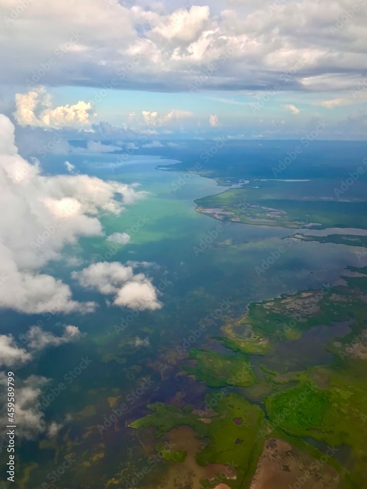 Different fly by angles of the Yucatán peninsula, a south looking angel towards eastern wetlands
