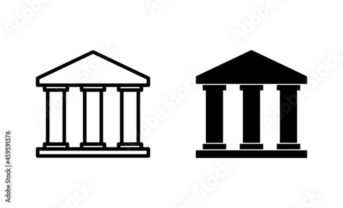 Bank icons set. Bank sign and symbol, museum, university