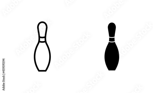 Bowling icons set. bowling ball and pin sign and symbol.