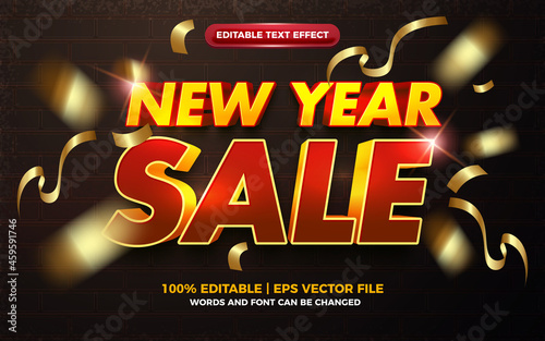 new year sale red yellow bold editabtle text effect