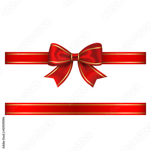 Red bow and ribbon with gold edging