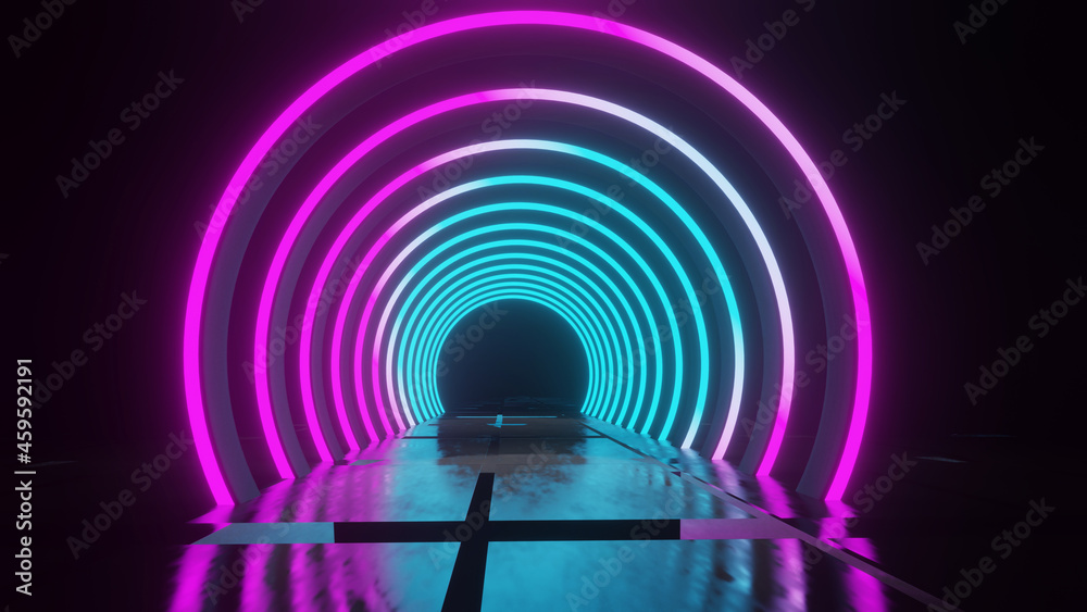 neon circle tunnel corridor concrete grunge neon circle tunnel corridor concrete grunge