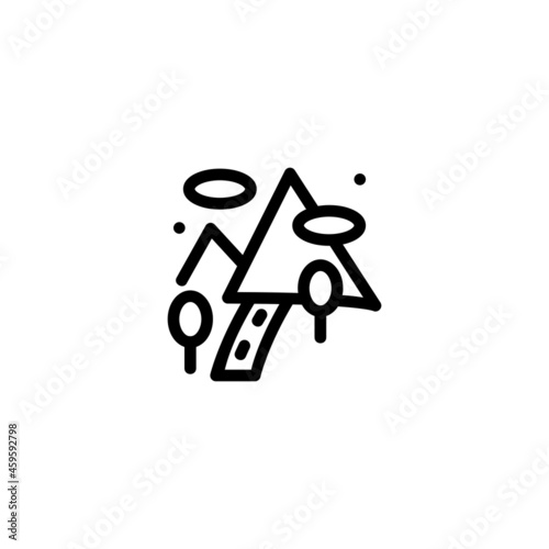 Road to Mountain Nature Monoline Symbol Icon Logo for Graphic Design, UI UX, Game, Android Software, and Website.