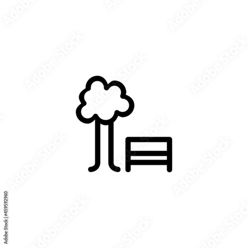 Park Nature Monoline Symbol Icon Logo for Graphic Design, UI UX, Game, Android Software, and Website.