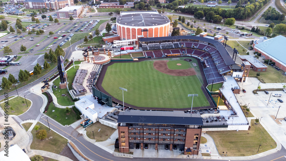 Dudy Noble Field and the Humphrey Coliseum on the Mississippi State