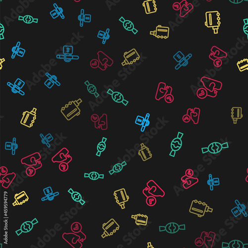 Set line No smoking, Candy, Electronic cigarette and Healthy breathing on seamless pattern. Vector