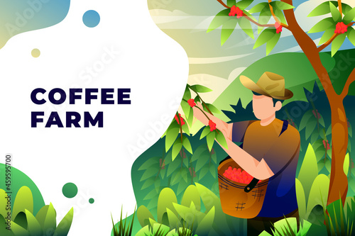 Coffee Farm - Vector Illustration