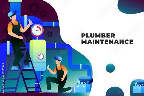 Plumber Maintenance - Vector Illustration