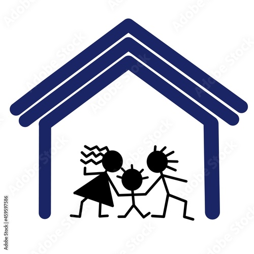 Family at home icon. Isolated vector illustration.