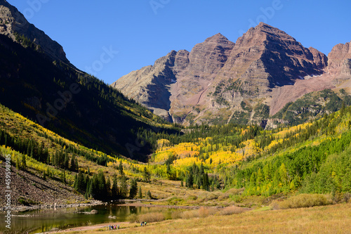 Gorgeous Maroon Bells at Aspen Colorado USA in Fall