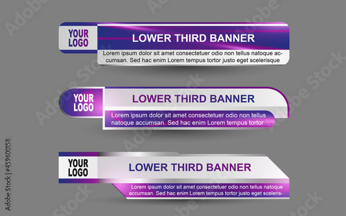 Set collection vector of Broadcast News Lower Thirds Template layout design banner for bar Headline news title, sport game in Television, Video and Media Channel