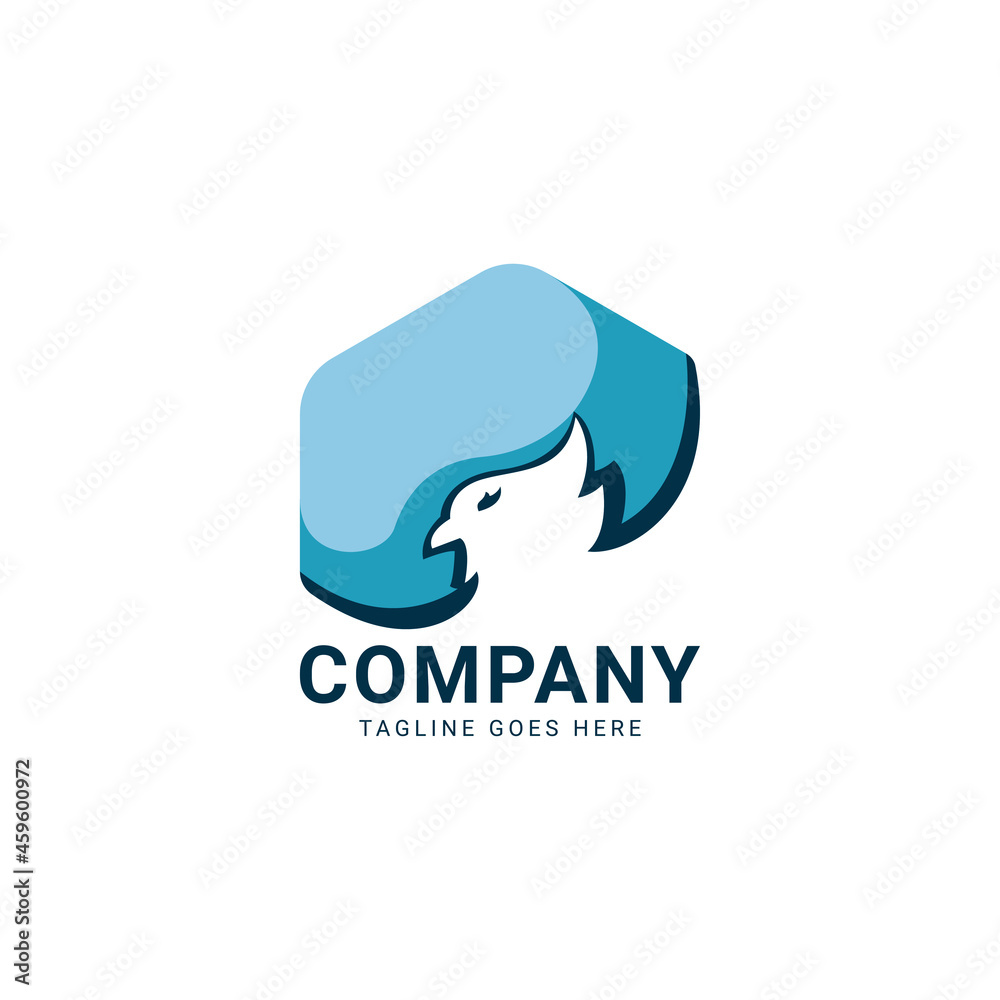 eagle head inside blue hexagonal professional vector logo design eagle head inside blue hexagonal professional vector logo design