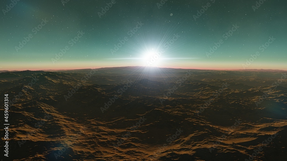 beautiful view from an exoplanet, a view from an alien planet 3d render beautiful view from an exoplanet, a view from an alien planet 3d render