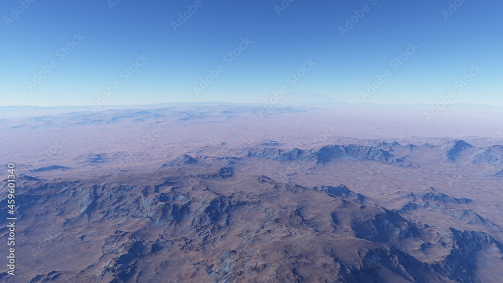 beautiful view from an exoplanet, a view from an alien planet 3d render