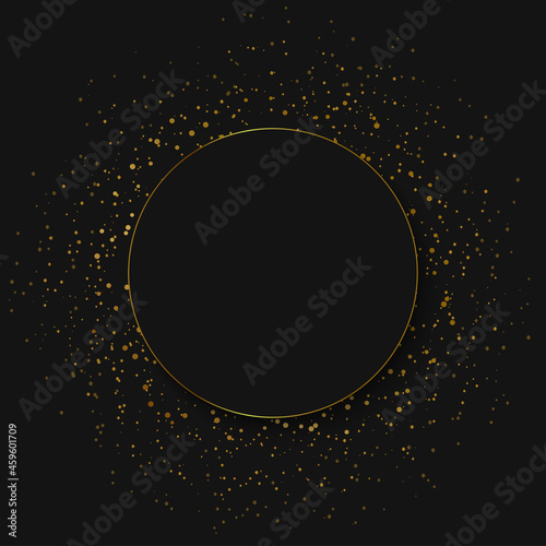 Abstract round glowing lights and gold sparkles on transparent background. Vector