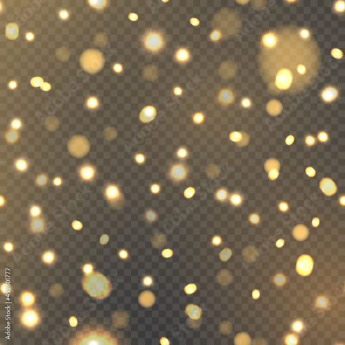 Abstract background with falling gold defocused lights. Vector