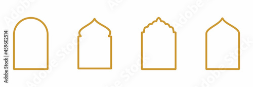 islamic window icon set, islamic window vector set sign symbol illustrations