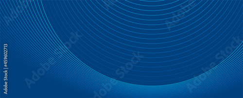 Bright blue round lines technology futuristic background. Minimal vector banner design